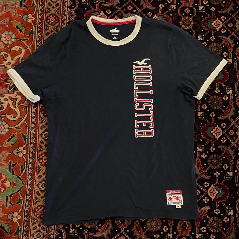 Hollister Dark Blue Tee with White Accents